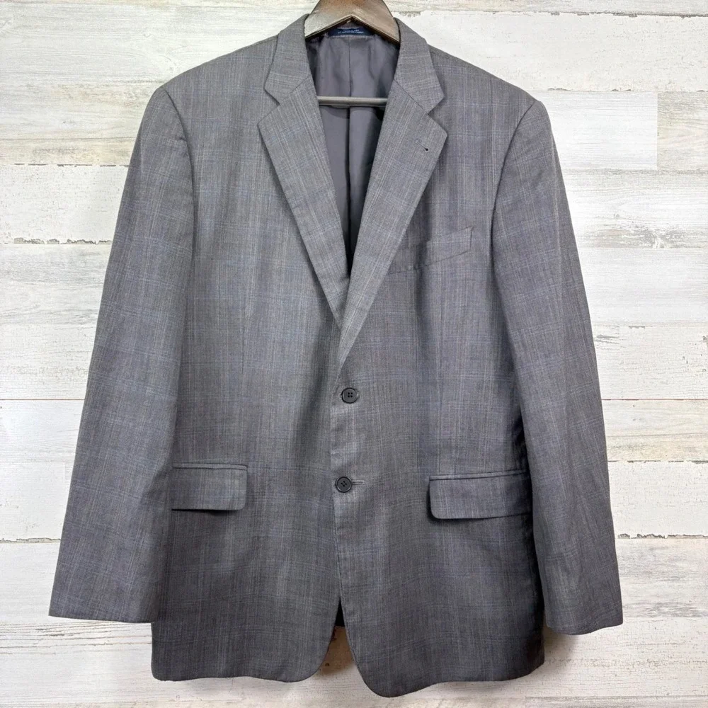 Joseph Abboud Nordstrom Blazer 44R Gray‎ Glen Plaid Wool Sport Coat Professional